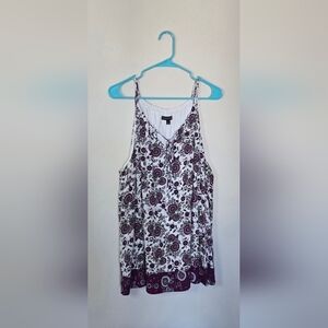 Lane Bryant Floral Tank Top Boho Sleeveless Purple White Size 22
